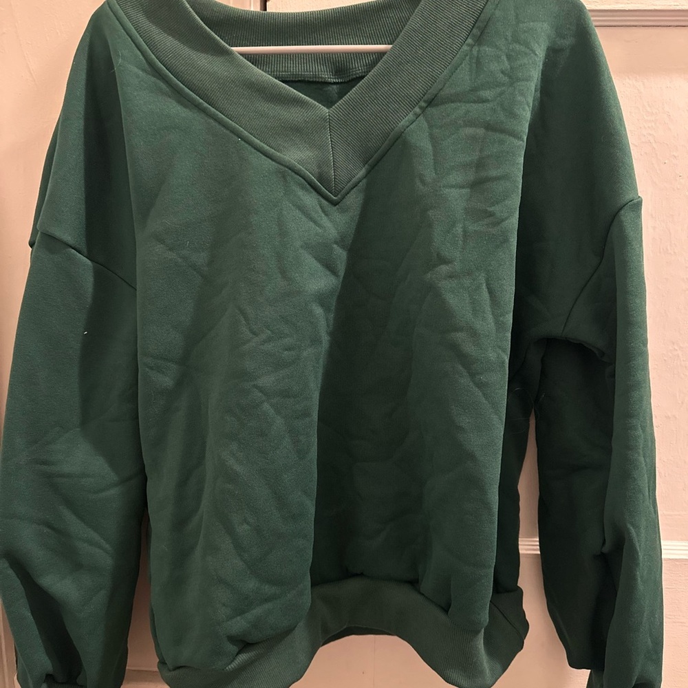 Green V-Neck Sweatshirt